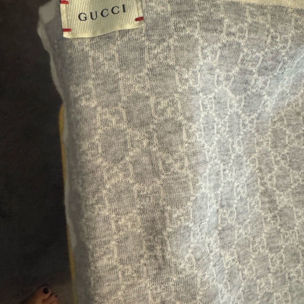 Gucci Light Gray Patterned baby blanket